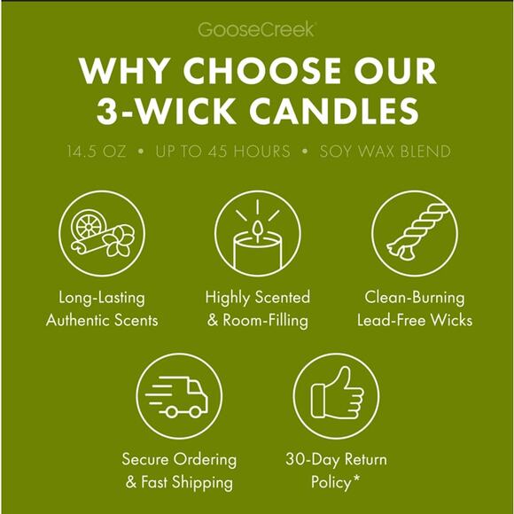 Goose Creek Spiced Apple Harvest Scented 3-Wick Candle 14.5 oz Fall Christmas - Picture 4 of 4